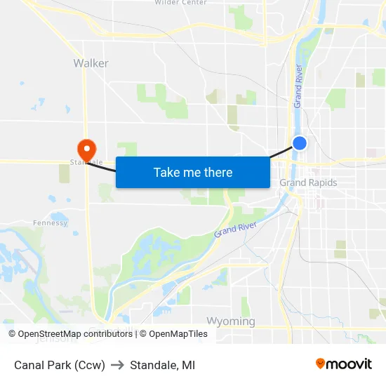 Canal Park (Ccw) to Standale, MI map