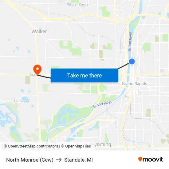 North Monroe (Ccw) to Standale, MI map