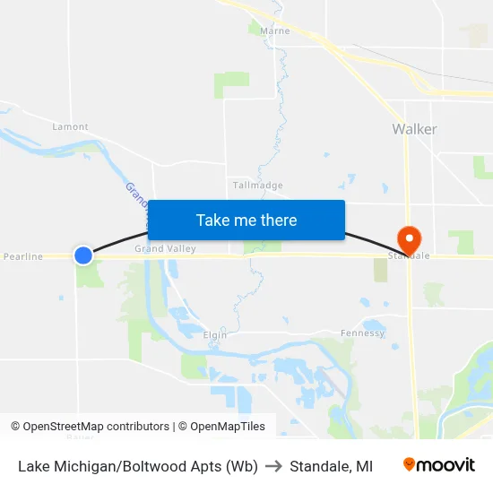 Lake Michigan/Boltwood Apts (Wb) to Standale, MI map