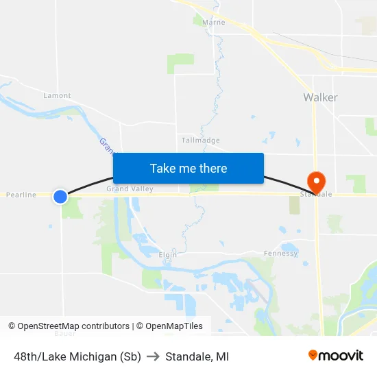 48th/Lake Michigan (Sb) to Standale, MI map