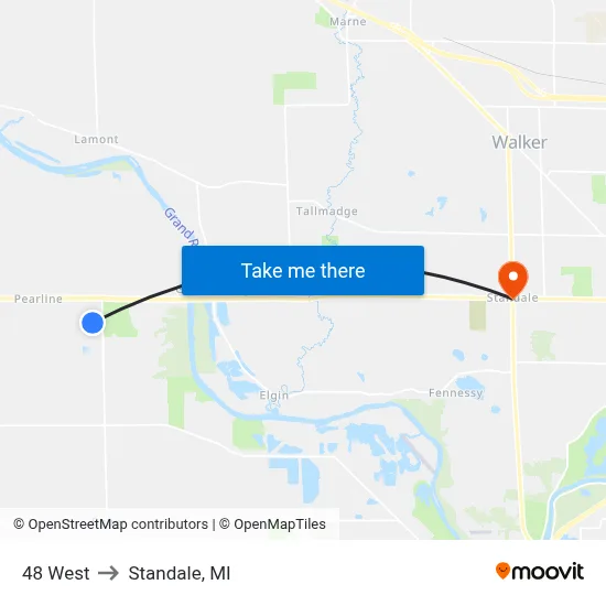 48 West to Standale, MI map