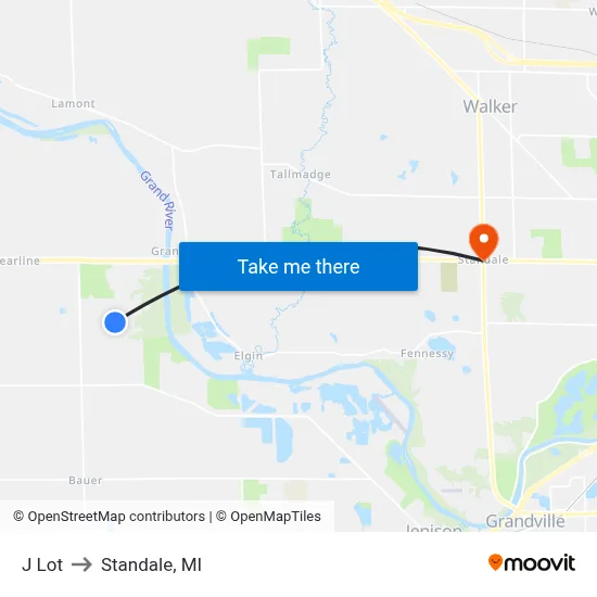 J Lot to Standale, MI map