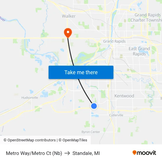 Metro Way/Metro Ct (Nb) to Standale, MI map