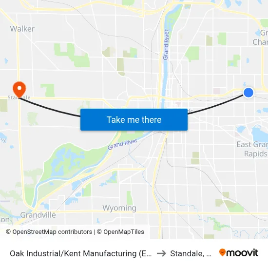 Oak Industrial/Kent Manufacturing (Eb) to Standale, MI map