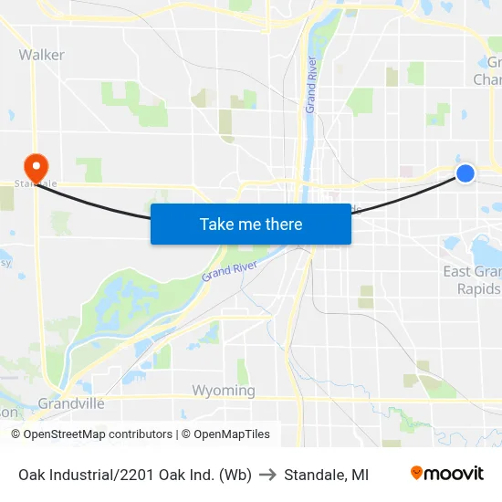 Oak Industrial/2201 Oak Ind. (Wb) to Standale, MI map