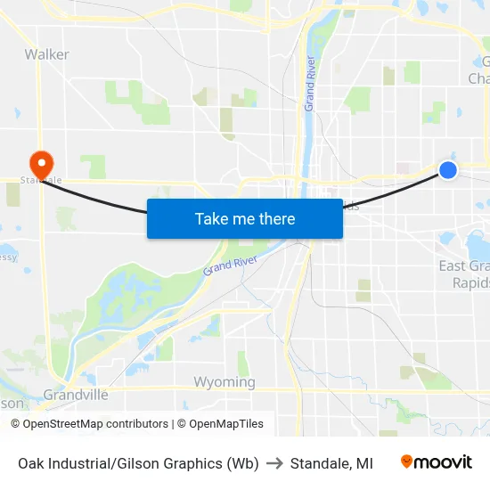 Oak Industrial/Gilson Graphics (Wb) to Standale, MI map