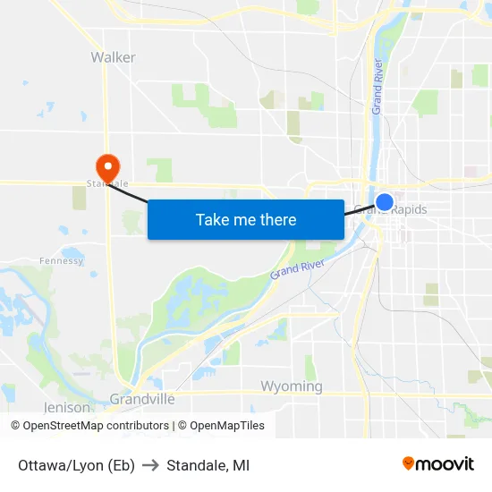 Ottawa/Lyon (Eb) to Standale, MI map