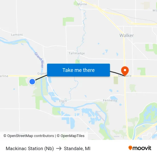 Mackinac Station (Nb) to Standale, MI map