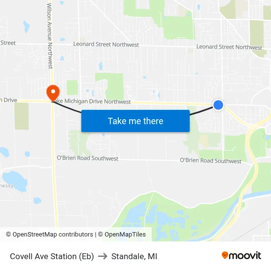 Covell Ave Station (Eb) to Standale, MI map