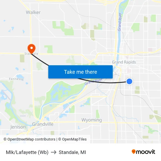 Mlk/Lafayette (Wb) to Standale, MI map