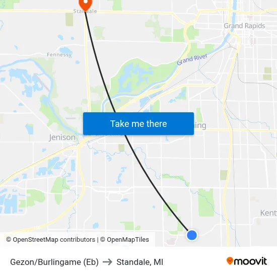 Gezon/Burlingame (Eb) to Standale, MI map