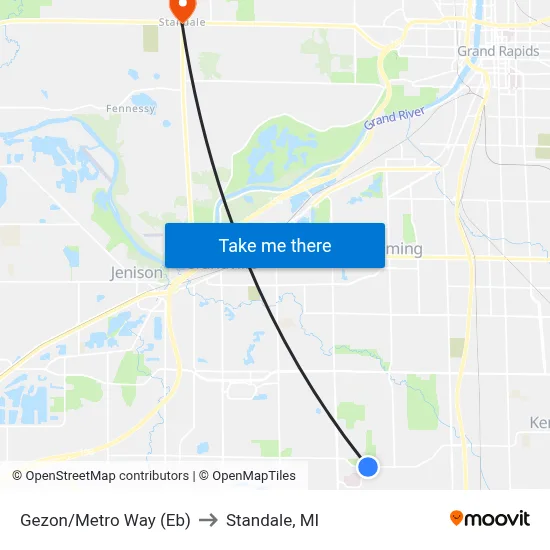 Gezon/Metro Way (Eb) to Standale, MI map