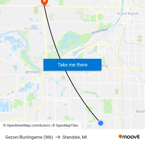 Gezon/Burlingame (Wb) to Standale, MI map