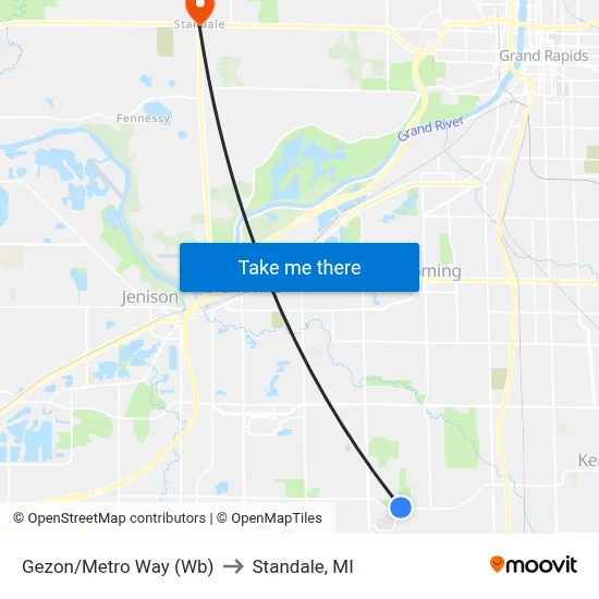 Gezon/Metro Way (Wb) to Standale, MI map