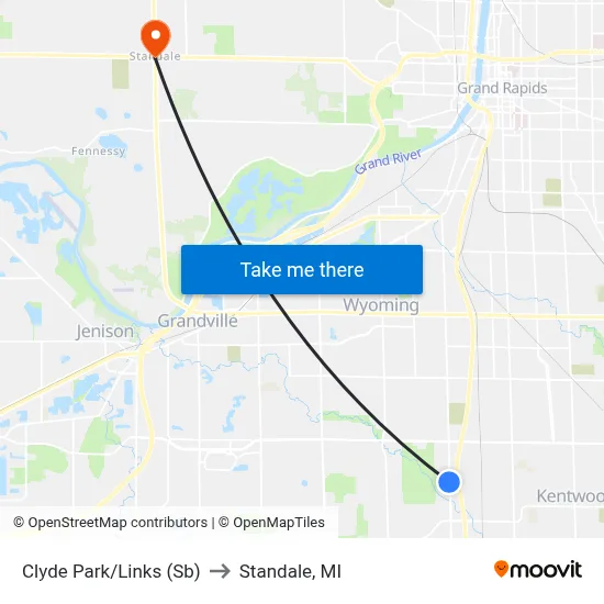 Clyde Park/Links (Sb) to Standale, MI map