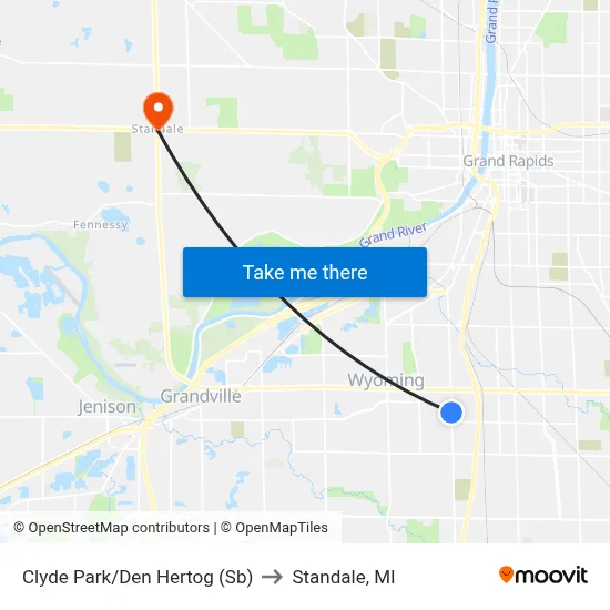 Clyde Park/Den Hertog (Sb) to Standale, MI map