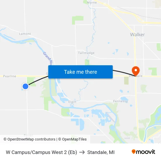 W Campus/Campus West 2 (Eb) to Standale, MI map
