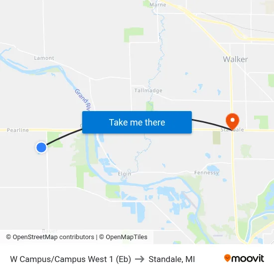 W Campus/Campus West 1 (Eb) to Standale, MI map