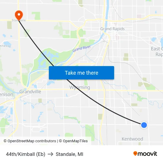 44th/Kimball (Eb) to Standale, MI map