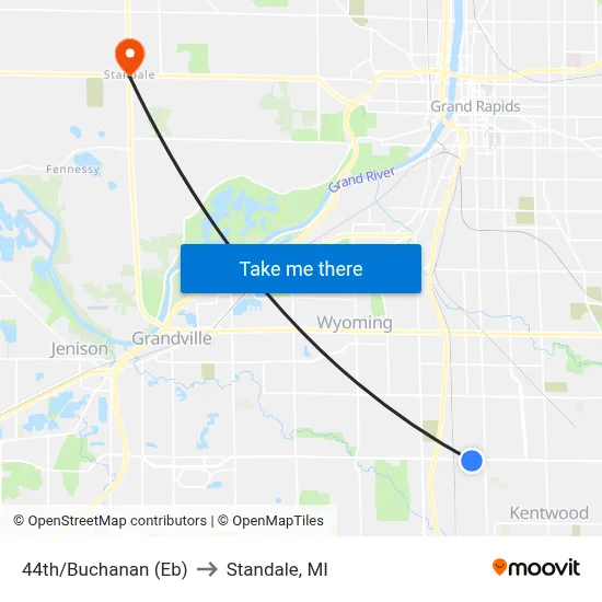 44th/Buchanan (Eb) to Standale, MI map