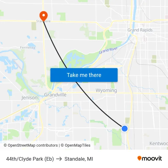 44th/Clyde Park (Eb) to Standale, MI map
