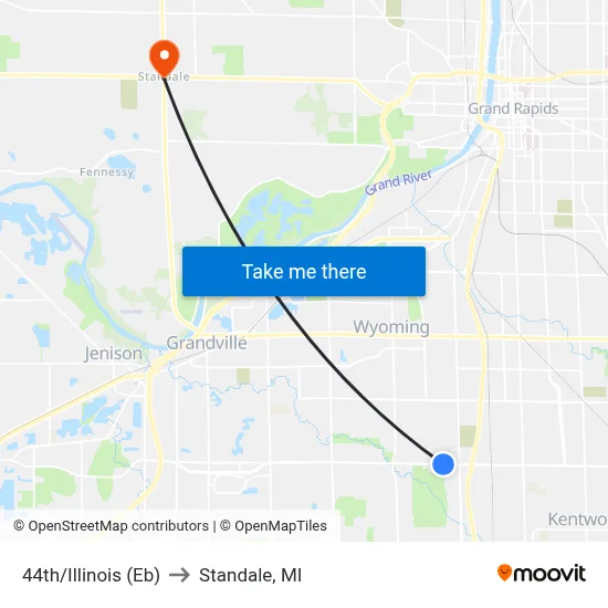 44th/Illinois (Eb) to Standale, MI map