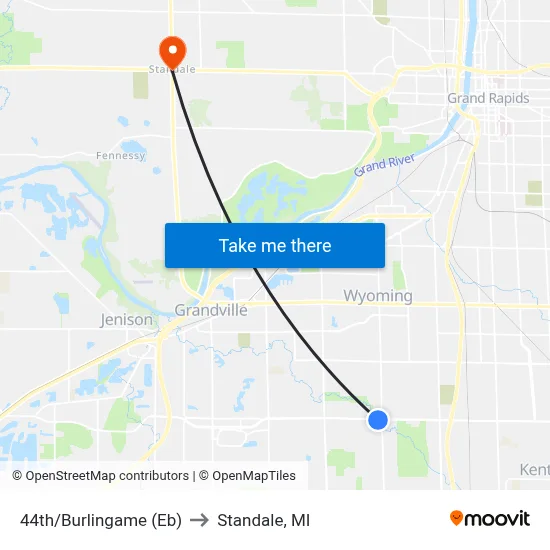 44th/Burlingame (Eb) to Standale, MI map