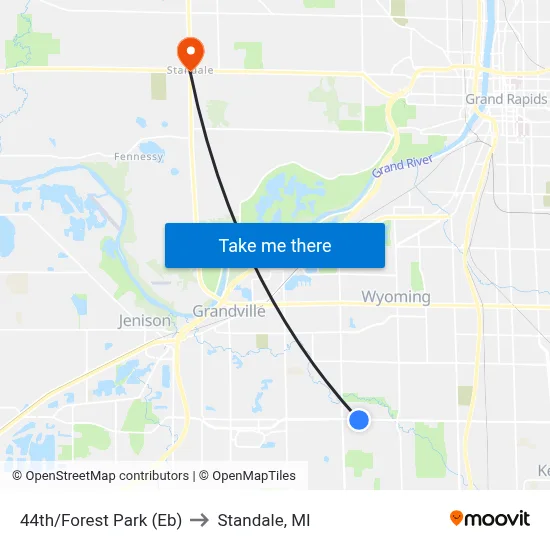 44th/Forest Park (Eb) to Standale, MI map