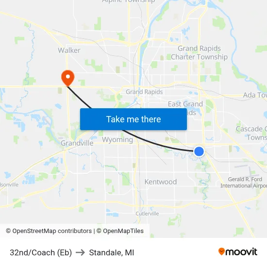 32nd/Coach (Eb) to Standale, MI map