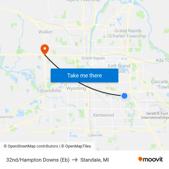 32nd/Hampton Downs (Eb) to Standale, MI map