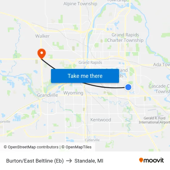 Burton/East Beltline (Eb) to Standale, MI map