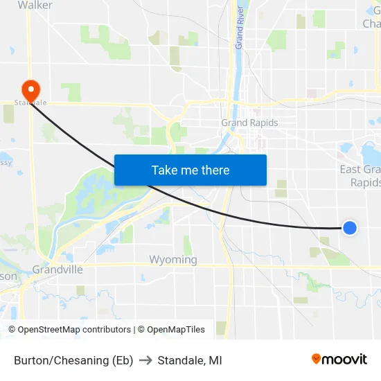 Burton/Chesaning (Eb) to Standale, MI map