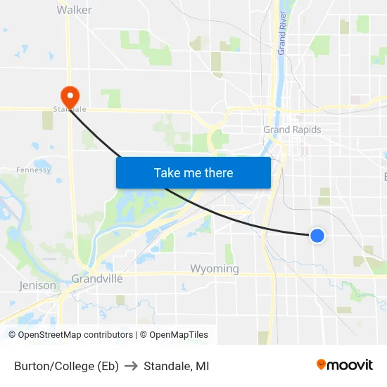 Burton/College (Eb) to Standale, MI map
