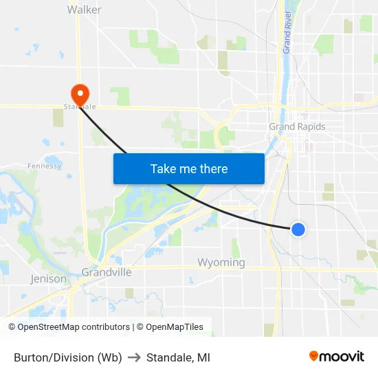 Burton/Division (Wb) to Standale, MI map