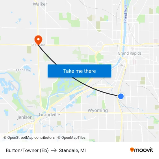 Burton/Towner (Eb) to Standale, MI map
