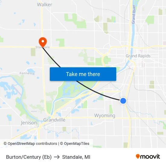 Burton/Century (Eb) to Standale, MI map