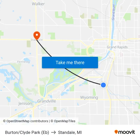 Burton/Clyde Park (Eb) to Standale, MI map