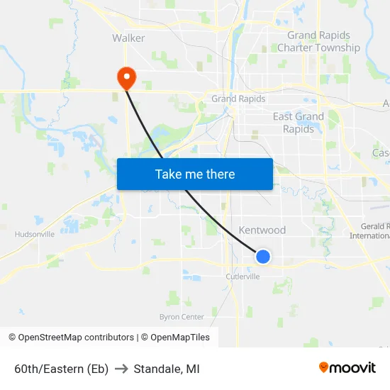 60th/Eastern (Eb) to Standale, MI map