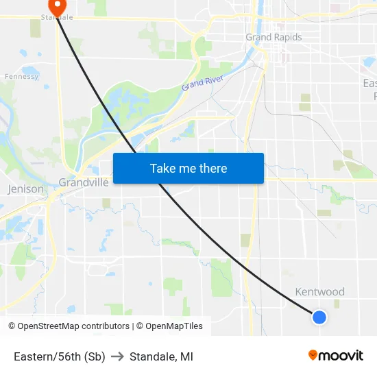 Eastern/56th (Sb) to Standale, MI map