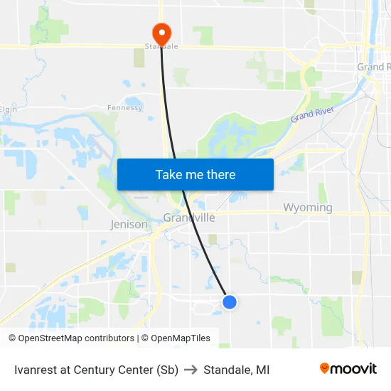 Ivanrest at Century Center (Sb) to Standale, MI map