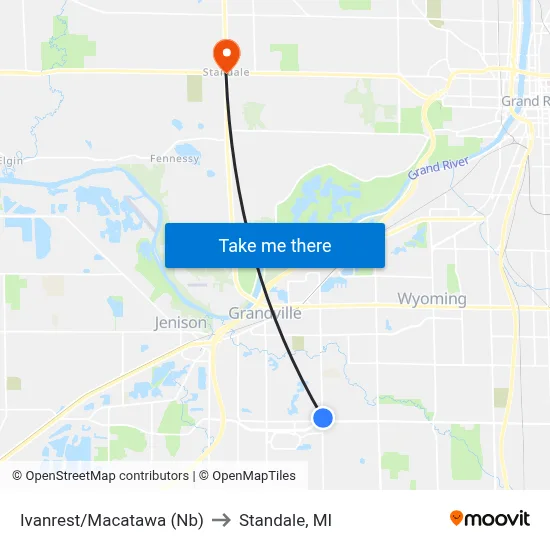 Ivanrest/Macatawa (Nb) to Standale, MI map