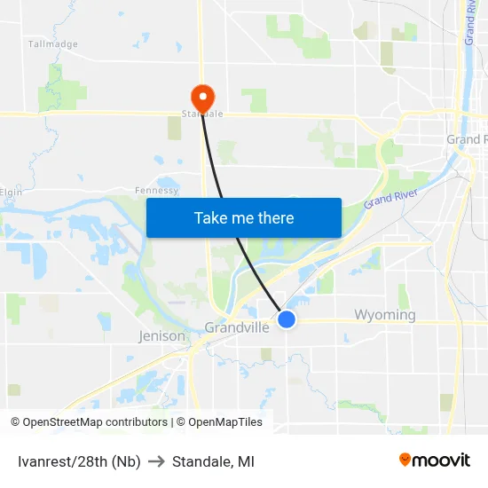 Ivanrest/28th (Nb) to Standale, MI map