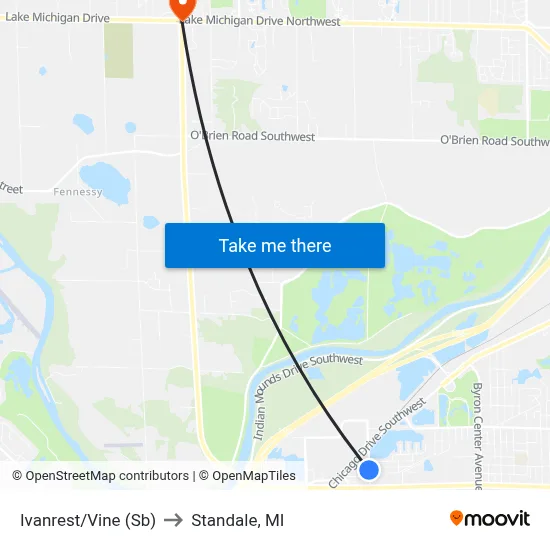 Ivanrest/Vine (Sb) to Standale, MI map