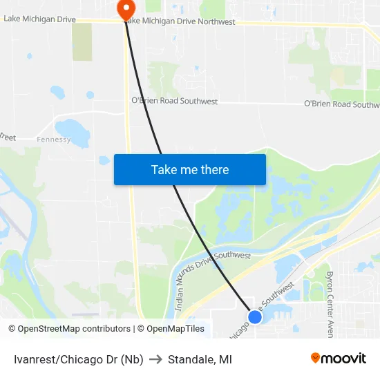 Ivanrest/Chicago Dr (Nb) to Standale, MI map