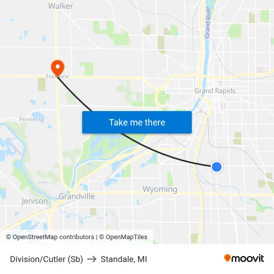 Division/Cutler (Sb) to Standale, MI map