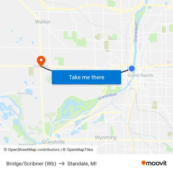 Bridge/Scribner (Wb) to Standale, MI map