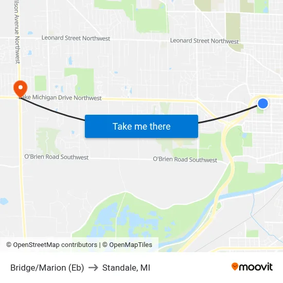 Bridge/Marion (Eb) to Standale, MI map