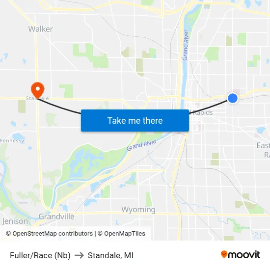 Fuller/Race (Nb) to Standale, MI map