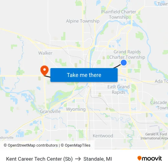 Kent Career Tech Center (Sb) to Standale, MI map