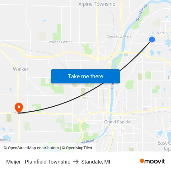 Meijer - Plainfield Township to Standale, MI map